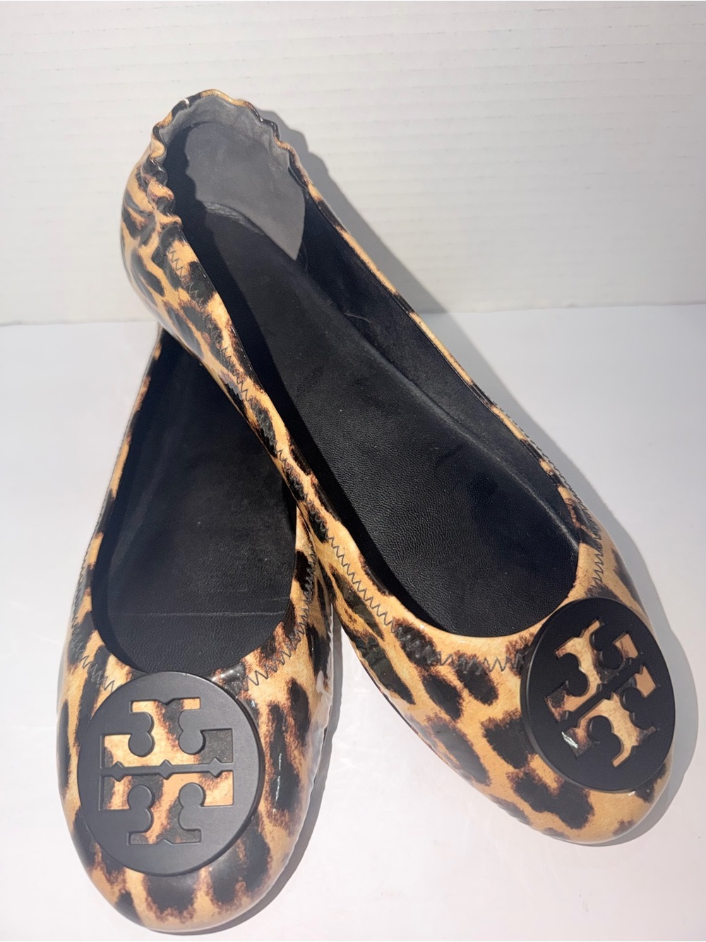 Tory Burch Leopard-Print Logo Ballet Flats
